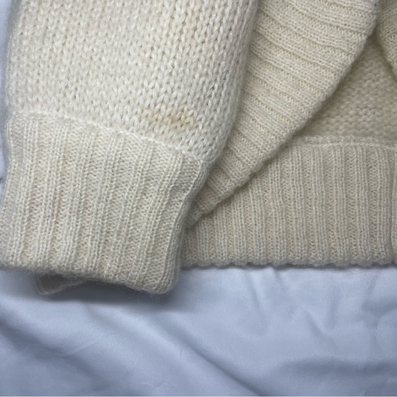 Vtg RARE UNO & UNA Butterfly Knit Cardigan Sweater Cream Wool Blend - Picture 11 of 11